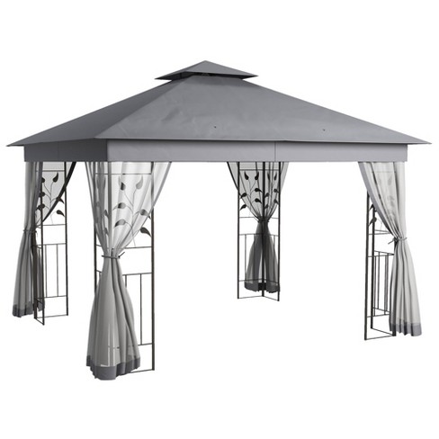 Outsunny Outdoor Patio Gazebo Canopy with 2-Tier Polyester Roof, Mesh Netting - image 1 of 4