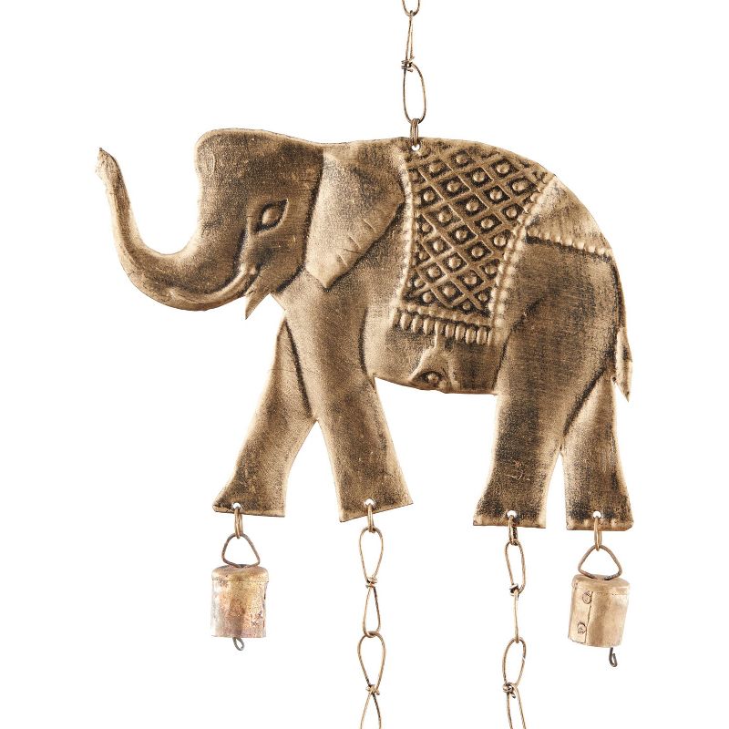 28&#34; x 10&#34; Eclectic Metal Elephant Windchime Brass - Olivia &#38; May, 4 of 7