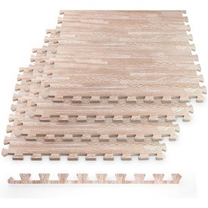 HomeCube USA 3/8 Inch Thick Interlocking Woodgrain Foam, Perfect for Home, Office, & Workout Spaces - Light Oak Design - 1 of 4