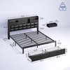 GREENSTELL King Bed Frame with Upholstered Storage Headboard & Drawers and Charging Station & LED Lights Black PU - 3 of 4