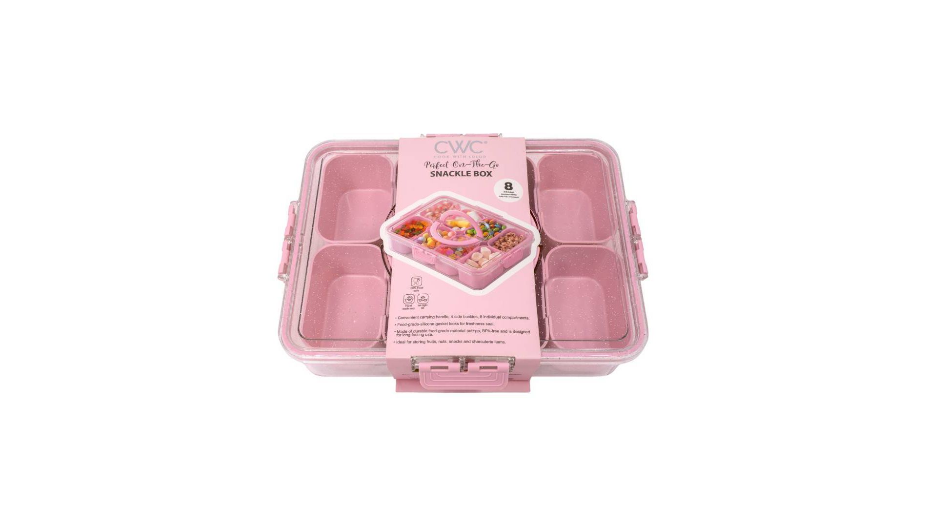 Cook With Color Sparkle Snack Box Food Storage Container Pink