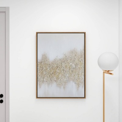 Gold Glitter Abstract Geode Canvas Wall Art with Frame