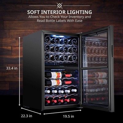 Ivation 43 Bottle Black Freestanding Dual Zone Wine Cooler