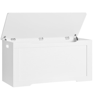 USIKEY 39.4” Toy Chest, Toy Box for living room, Storage Chest with 2 Safety Hinges, Lift Top Storage Bench, for Bedroom, Entryway, White