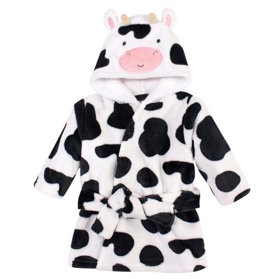 Image of Hudson Baby Infant Unisex Plush Animal Face Bathrobe, Cow, 0-9 Months