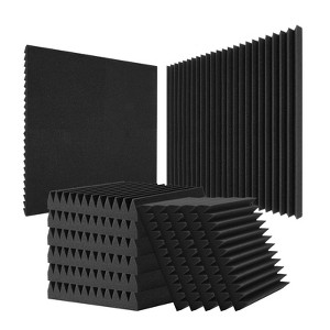 VEVOR Acoustic Foam Panels, 50 Pack 12 x 12 x 2 inches,High Density Soundproof Wall Panels,Fire-Resistant Acoustic Panels,Sound Absorbing Panels,Black - 1 of 4