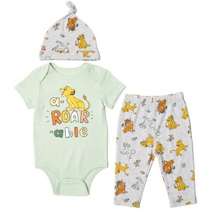 Disney Pixar Monsters Inc. Mike Mickey Mouse Baby Bodysuit Pants and Hat 3 Piece Outfit Set Newborn to Infant - 1 of 4