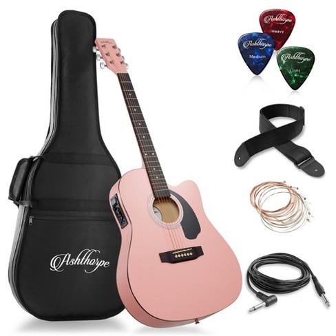 Ashthorpe Full-Size Cutaway Thinline Acoustic-Electric Guitar Package -  Premium Tonewoods - Red