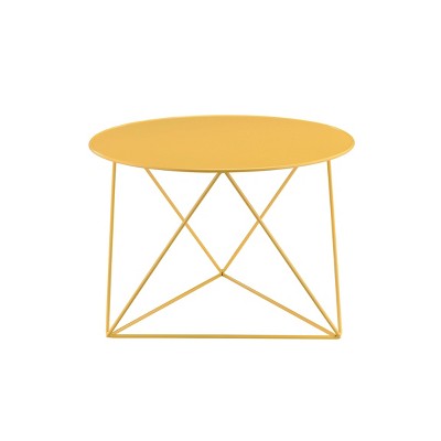 27" Yellow Metal Geometric Round Accent Table