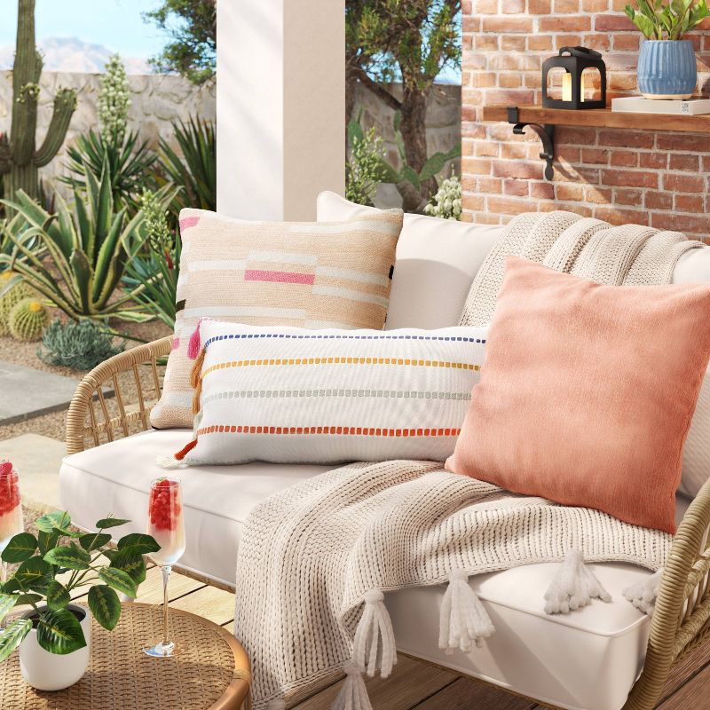 18"x18" Solid Woven Square Outdoor Throw Pillow - Threshold™, 3 of 6