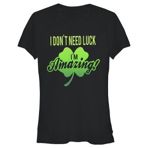Juniors Womens Lost Gods St. Patrick's Day I Don't Need Luck I'm Amazing! T-Shirt - 1 of 4