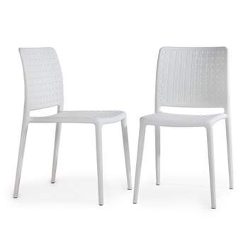 WRGHOME Bari Modern Outdoor/Indoor Plastic Resin Stacking Patio Dining Side Chair  (Set of 2)