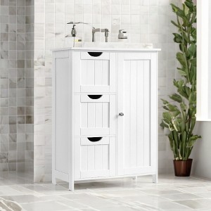 Compact Bathroom Floor Storage Cabinet with Adjustable Shelf - Efficient and Elegant Storage Solution - 1 of 4