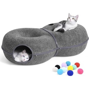 8-Shaped Large Cat Tunnel Bed for Indoor Cats, with 12 Toy Balls, Cat Donut Tunnel for Cats up to 30 Pounds - 1 of 4