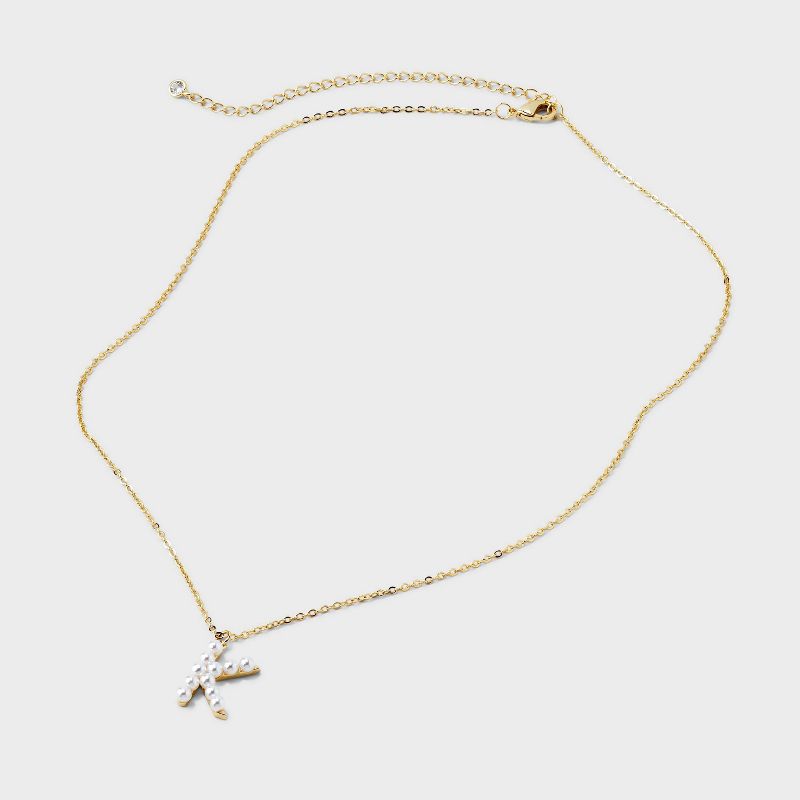 14K Gold Dipped Pearl Initial Pendant Necklace - A New Day™ Gold, 4 of 6