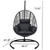 VisioGear Patio Swing Egg Chairs with Puffy Cushion, Wicker Weaving Egg Chair with Base Frame for Living Room Balcony, Gray, 46.5"*72.83"*41.8" - 3 of 4