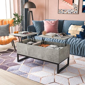 Alloy Legs Coffee Table Computer Desk Gaming Table Furniture Decoration Open Storage Around Lifting Table Top With Hidden Compartment Elevator Table - 1 of 4