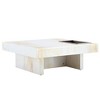 GlasFlength Rectangle Modern Coffee Tables, Center Table with Sleek Minimalist Design for Living Room Decor, White,31.4”*31.4”*12" - 3 of 4