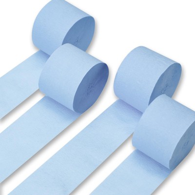 PartyWoo Crepe Paper Streamers Blue Light Pastel Baby 4 Rolls 328 ft 1.8 Inch x 82 Ft Roll