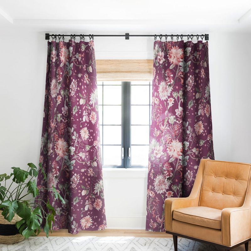 Ninola Design Romantic Bouquet Purple 50" x 64" Single Panel Room Darkening Window Curtain - Deny Designs, 1 of 4