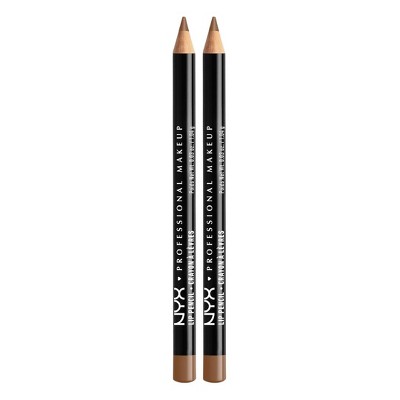 NYX PROFESSIONAL MAKEUP Slim Lip Pencil (802 Brown) Long-Lasting Creamy Lip Liner | Sharpenable (Pack of 2)