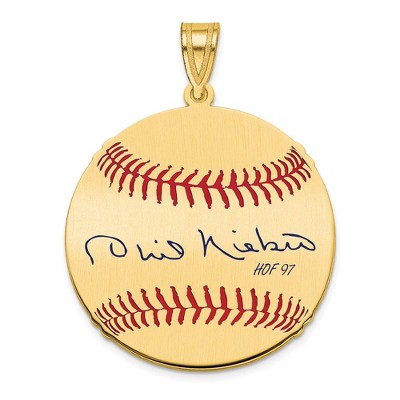 Black Bow Jewelry 14K Gold Plated Phil Niekro Signature MD Enamel Baseball Pendant