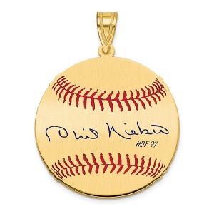 Black Bow Jewelry 14K Gold Plated Phil Niekro Signature MD Enamel Baseball Pendant - 1 of 4