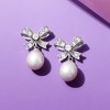 Ross-Simons 8-9mm Cultured Pearl and .30 ct. t.w. White Topaz Bow Drop Earrings in Sterling Silver - 3 of 4