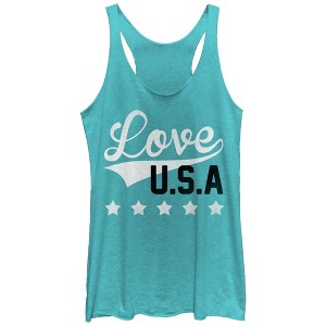 Women's Lost Gods Fourth of July  Love USA Racerback Tank Top - 1 of 3