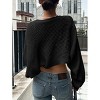 Womens Seamless Open Front Cropped Sweater Ribbed Knit Cardigan with Long Sleeve Lantern Sleeve Chunky Sweater Womens Fall Outfits - 2 of 3