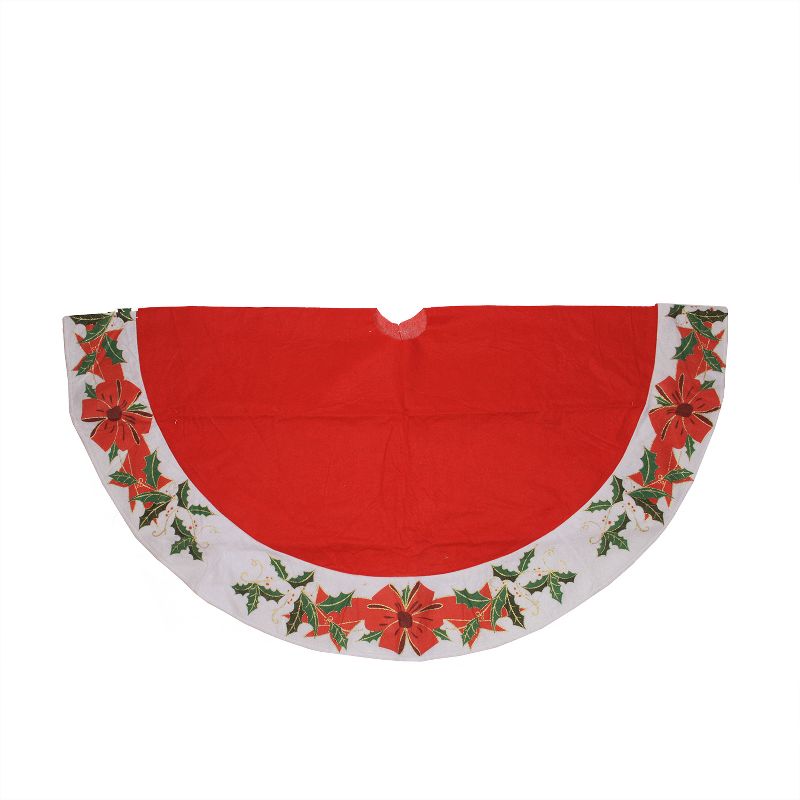 Northlight 48" Christmas Traditions Red with White Mistletoe Border Christmas Tree Skirt, 1 of 3