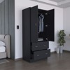 SEVOBAL Armoires with Double Doors 2 Drawers and Hanging Rod for Stylish Bedroom and Closet Storage, Black, 30.9"*19"*70.9" - 2 of 4