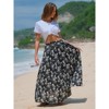 EXLURA Womens Elastic High Waist Flared Maxi Skirts Floral Swing Midi Skirt Casual Summer Long Skirt Beach Vacation Resort - 2 of 4