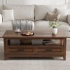 Coffee Table with Drawers, 47.2" Center Table Rustic Coffee Tables Living Room Table, with Open Shelf and 6 Support Legs - 2 of 4