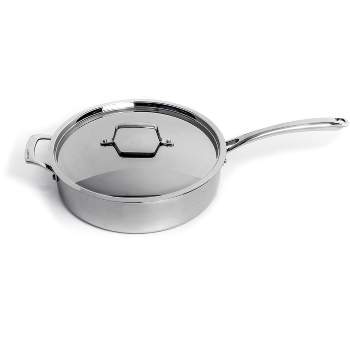 BergHOFF Professional Tri-Ply 18/10 Stainless Steel 11" Saute Pan with Stainless Steel Lid 4.6Qt.