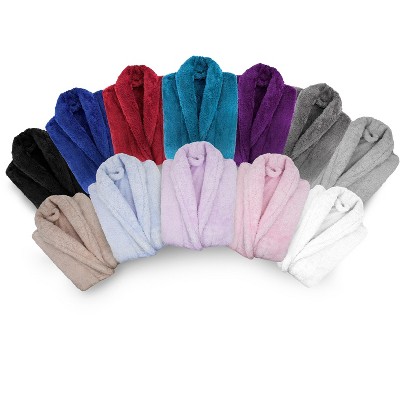 Pavilia 100% Premium Microfiber Polyester Fleece Fleece Mid-Calf Bathrobe with Pockets and Hood