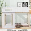 Twin Size House Platform Bed With Roof And Window No Box Spring Needed Modern Twin Size Bed Frame For Bedroom, White+Natural - 3 of 4