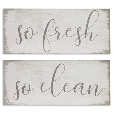 Stupell Industries Rustic White So Fresh So Clean, 24" x 10"