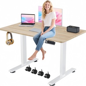 HOMDOX Elec-Standing Desk 48" x 24" for Home/Office/ Sit-Stand Adjustable w/Memory Presets Hook Lockable Wheels (Wheels additional 2.5" high) - 1 of 4