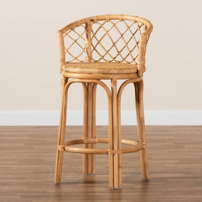 Serene Bohemian Natural Brown Rattan Adjustable Counter Stool