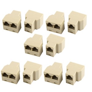 Plastic Shell RJ45 8P8C Phone Cable Female to 2 Female Telephone Extension Connector Line Adapter Convertors Jack Splitter 10pcs - 1 of 4