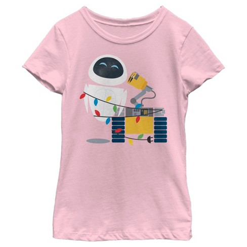 Girl's Wall-e Eve Christmas Lights T-shirt - Light Pink - Medium : Target