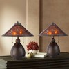 Robert Louis Tiffany Traditional Accent Table Lamps 19" High Set of 2 Bronze Pottery Natural Mica Shade for Bedroom Bedside Office - 2 of 4