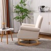 High Back Velvet Nursery Rocking Chair,Deep Padded Armchair for Baby Room Living Room,Modern Comfortable Lounge-Baofuwish - 3 of 4