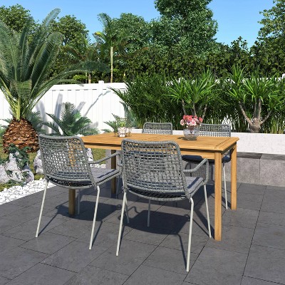 Glaslough 5pc Teak Patio Dining Set with Rectangular Table - Amazonia