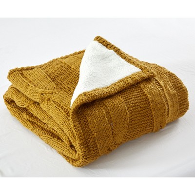 Modern Threads Cable Knit to Sherpa 50 x 60 Throw, Aspen.