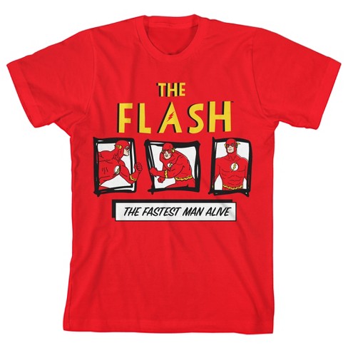 Flash The Fastest Man Alive Text With Doodle Art Youth Boy's Red T ...