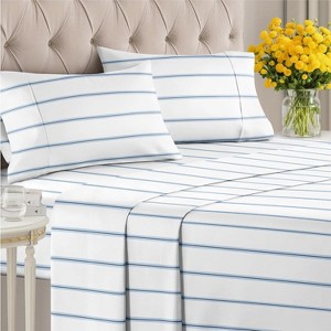 Luxuriously Soft 4-Piece Striped Sheet Set - Wrinkle-Resistant, Printed Pattern - CGK Linens - 1 of 4