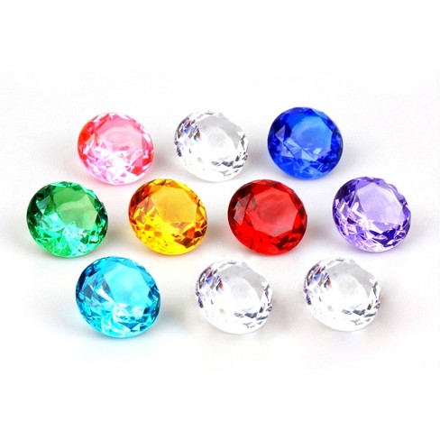  15 Pcs Big Sized Acrylic Gems Set with Bag 40 mm Diving Pool  Gems Plastic Heart Shaped Jewel Gem for Kids Birthday Party Pirate Game  Props : Toys & Games