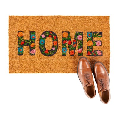 Personalized Floral Coir Outdoor Welcome Mat, 17x30 inches
